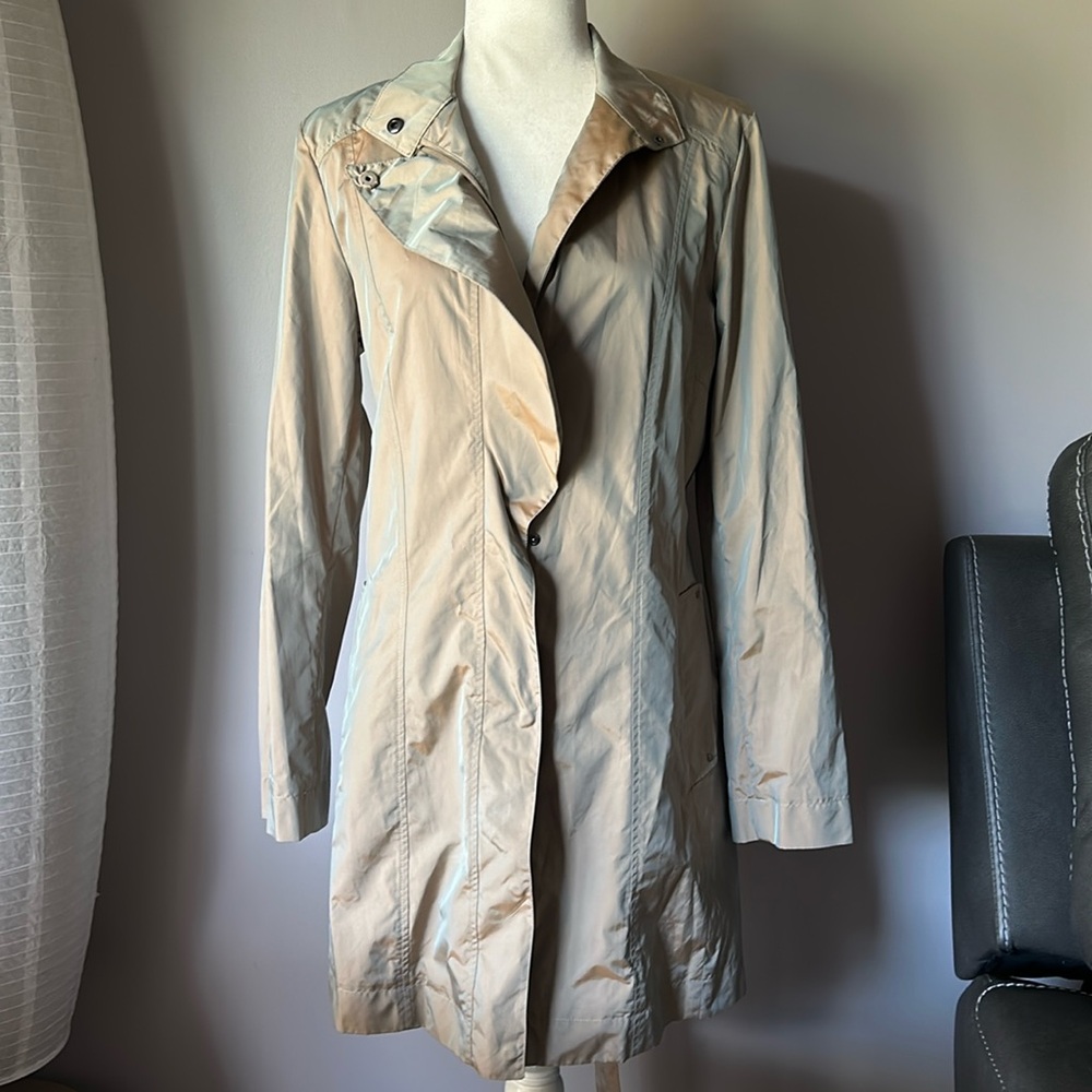 COLE HAAN Women’s Tan Zip Tie Waist Weatherproof Trench Coat